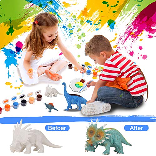 Auney Kit de Pintura de Dinosaurios para niños Pintar Dinosaurios, Juguetes de Dinosaurios para Manualidades, Juego de Suministros de Arte y Manualidades