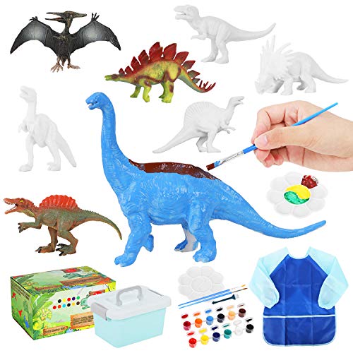 Auney Kit de Pintura de Dinosaurios para niños Pintar Dinosaurios, Juguetes de Dinosaurios para Manualidades, Juego de Suministros de Arte y Manualidades