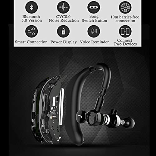Auricular Bluetooth 5.0 Auricular Manos Libres, hasta 18-22 Horas de Tiempo de Funcionamiento para iPhone &Android, Auricular Inalámbrico con Cancelación de Ruido Durante Negocios/Oficina/Conducción