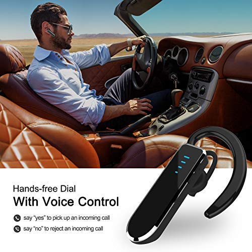 Auricular Bluetooth 5.0 Auriculares Manos Libres Reproducción las 24H /CVC 6.0 / Remarcación de un Botón Bluetooth Auriculares con Cancelación de Ruido para Automóviles ISO Samsung Android