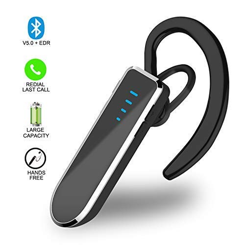 Auricular Bluetooth 5.0 Auriculares Manos Libres Reproducción las 24H /CVC 6.0 / Remarcación de un Botón Bluetooth Auriculares con Cancelación de Ruido para Automóviles ISO Samsung Android