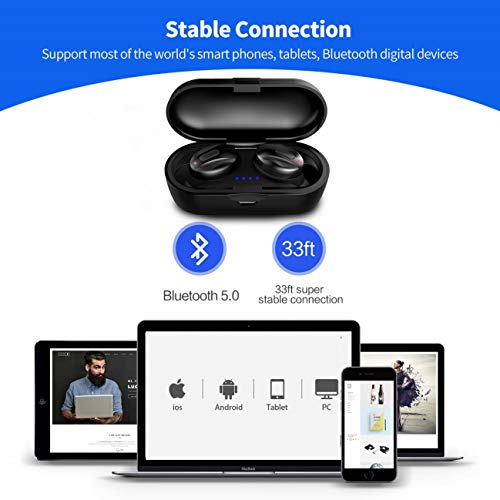 Auriculares Bluetooth 5.0,Amazco XG-13 Auriculares Inalámbricos HD Micrófono Estéreo In-Ear Auriculares Deportivo con Caja de Carga Portátil y Micrófono Integrado Compatible con iOS y Android