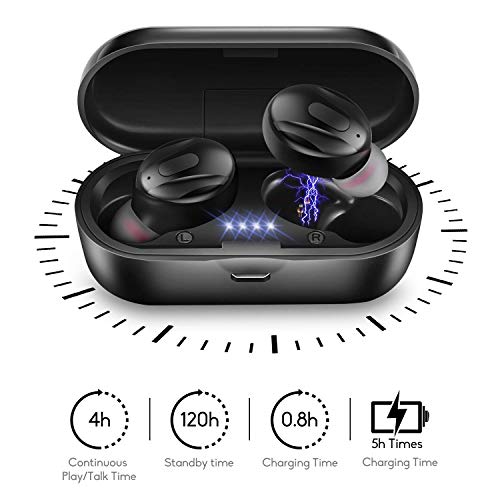 Auriculares Bluetooth 5.0,Amazco XG-13 Auriculares Inalámbricos HD Micrófono Estéreo In-Ear Auriculares Deportivo con Caja de Carga Portátil y Micrófono Integrado Compatible con iOS y Android