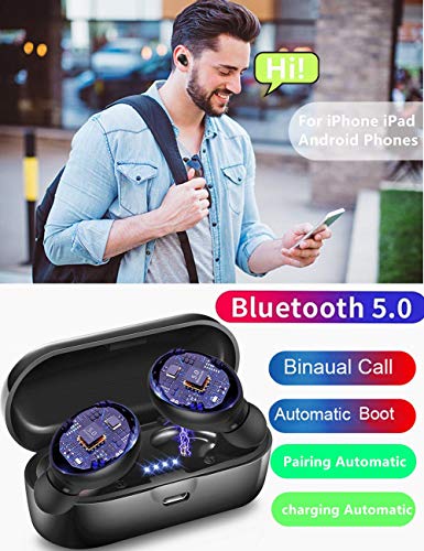 Auriculares Bluetooth 5.0,Amazco XG-13 Auriculares Inalámbricos HD Micrófono Estéreo In-Ear Auriculares Deportivo con Caja de Carga Portátil y Micrófono Integrado Compatible con iOS y Android