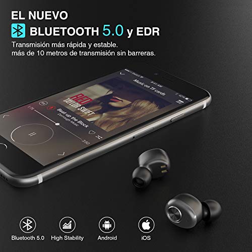 Auriculares Bluetooth, ENACFIRE E18 Auriculares Bluetooth Inalámbricos Mini Twins Estéreo In-Ear Bluetooth 5.0 con Caja de Carga Portátil