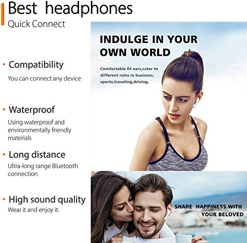 Auriculares Bluetooth In-Ear Audio Estéreo Inalámbrico Reducción de Ruido Deporte IPX Impermeable con Funda para Cargador MIC Manos Libres para Todos los Teléfonos Móviles