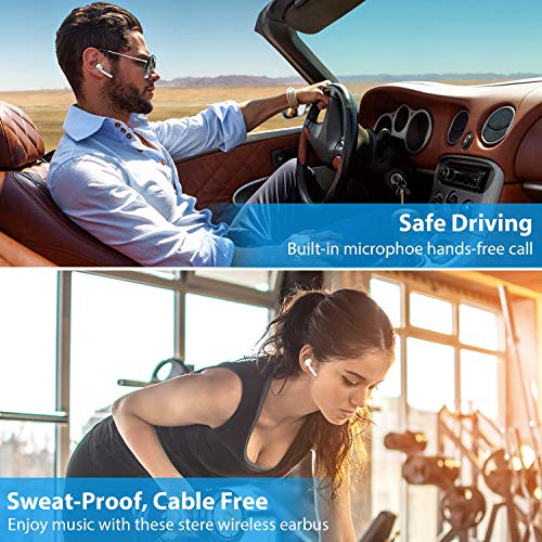 Auriculares Bluetooth In-Ear Audio Estéreo Inalámbrico Reducción de Ruido Deporte IPX Impermeable con Funda para Cargador MIC Manos Libres para Todos los Teléfonos Móviles