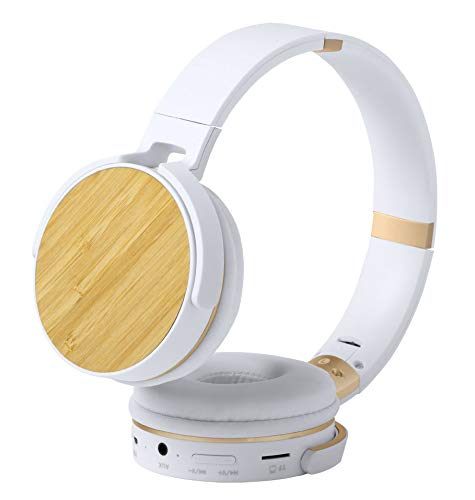 Auriculares de línea Nature. Diseño Plegable de Diadema, con conexión Bluetooth® 5.0 y Detalles en bambú, Radio FM, función Manos Libres, con Ranura para Tarjeta Micro SD