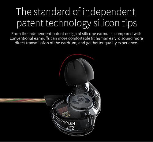Auriculares ergonómicos KZ ZST Auriculares intrauditivos In-earearphones Montura Dynamic Hybrid Dual Drive Auriculares con cancelación de ruido HIFI Auriculares deportivos con tapón(sin micrófono)