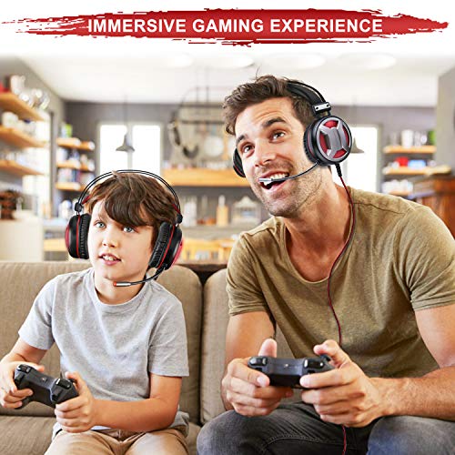 Auriculares Gaming, ELEGIANT Cascos Gaming PS4 con Micrófono 4D Sonido Estéreo Bass LED para PC PS4 Pro Xbox PS3 Ordenador Portátil Nintendo