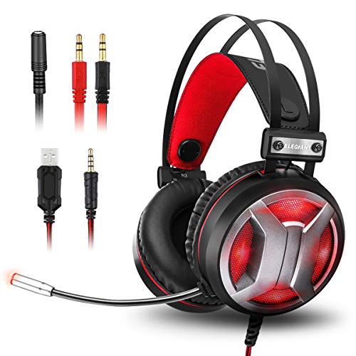 Auriculares Gaming, ELEGIANT Cascos Gaming PS4 con Micrófono 4D Sonido Estéreo Bass LED para PC PS4 Pro Xbox PS3 Ordenador Portátil Nintendo
