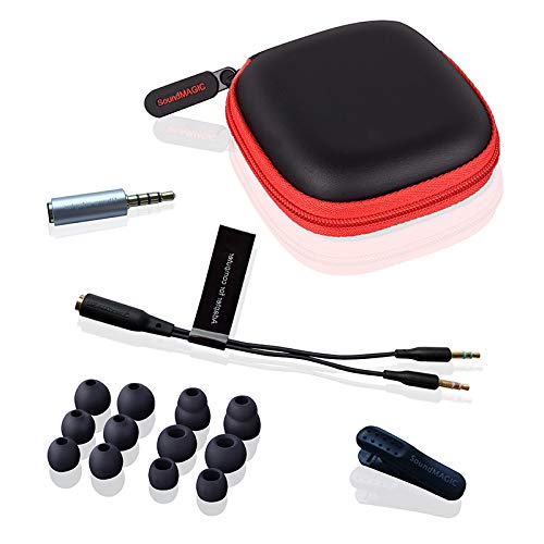 Auriculares internos con micrófono, SoundMAGIC Auriculares con Cable para teléfonos Inteligentes, Conector Universal de 3,5 mm, cancelación de Ruido, Graves potentes(E10C, Rojo)