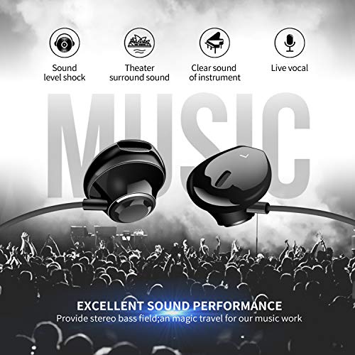 Auriculares,Auriculares con micrófono, Sistema de cancelación de Ruido y Sonido Envolvente. Compatibles con Apple,Samsung,Android y PC (Negro)