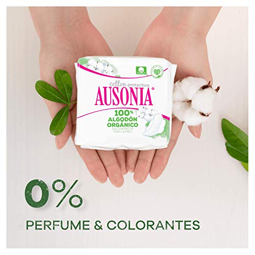 Ausonia Cotton Protection Noche (tamaño 3) Compresas Con Alas, 9, Capa Superior De Algodón 100 % Orgánico