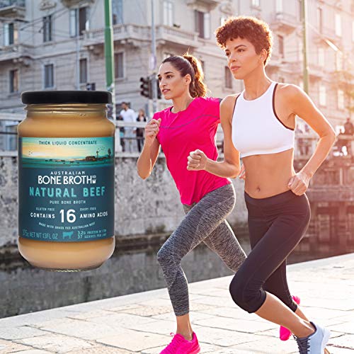 Australian Beef Bone Broth Concentrate- New 375 gram Jar- Build your immune system, gut health, bone + joint strength. Great for soups, stock beverage 37 Serves- Natural Flavor - Made in Australia