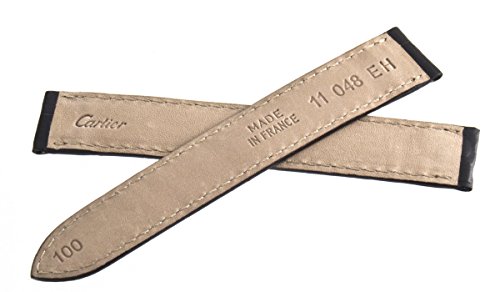 Auténtica piel de Cartier negro banda correa de reloj banda 16 mm