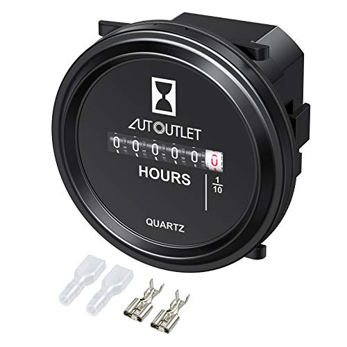 AUTOUTLET Medidor de Horas de Cuarzo a Prueba de Agua DC 12V 24V 36V 48V 72V 99,999.9 horas, 0.01 Cuarzo para Motor de Barco Marino
