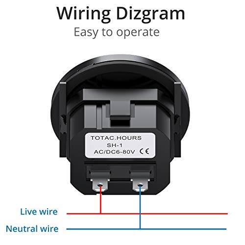 AUTOUTLET Medidor de Horas de Cuarzo a Prueba de Agua DC 12V 24V 36V 48V 72V 99,999.9 horas, 0.01 Cuarzo para Motor de Barco Marino