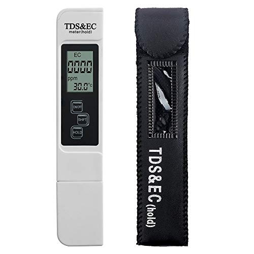 AUTOUTLET Medidor Digital Portátil TDS y EC Probador Medidor de Calidad del Agua Pluma del filtro 0-9990 μs / cm PPM TEMP Medidor de Temperatura de Pureza del Agua Tester 0.1-80.0 ℃