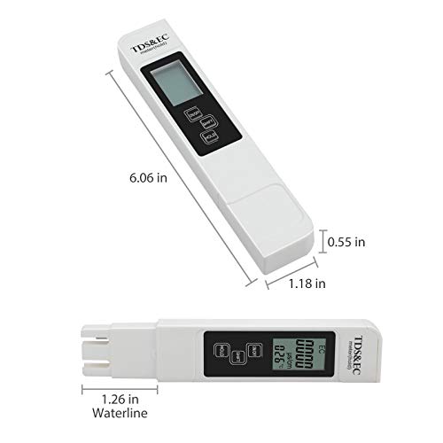 AUTOUTLET Medidor Digital Portátil TDS y EC Probador Medidor de Calidad del Agua Pluma del filtro 0-9990 μs / cm PPM TEMP Medidor de Temperatura de Pureza del Agua Tester 0.1-80.0 ℃