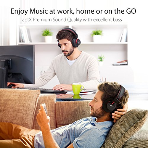 Avantree 40 Horas aptX Hi-Fi Auriculares Diadema Bluetooth Inalambricos para TV con micrófono, Over Ear Extra Cómodos y Ligeros, NFC, Inalámbrico/con Cable Modo Dual - Audition [2 años de garantía]