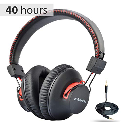 Avantree 40 Horas aptX Hi-Fi Auriculares Diadema Bluetooth Inalambricos para TV con micrófono, Over Ear Extra Cómodos y Ligeros, NFC, Inalámbrico/con Cable Modo Dual - Audition [2 años de garantía]