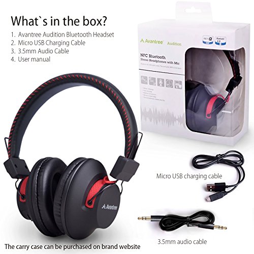 Avantree 40 Horas aptX Hi-Fi Auriculares Diadema Bluetooth Inalambricos para TV con micrófono, Over Ear Extra Cómodos y Ligeros, NFC, Inalámbrico/con Cable Modo Dual - Audition [2 años de garantía]