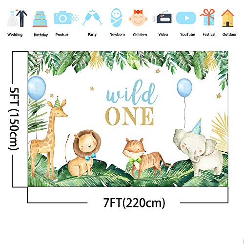 Avezano Safari Animals First Birthday Party Backdrop Wild One Forest Photo Booth Backdrops Elephant Baby Party Balloons Photography Background Banners 2,2x1,5m