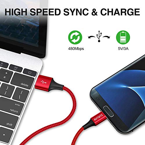 AVIWIS Cable Micro USB, [4Pack 0.3m 1m 2m 3m] Micro USB Cable Carga Rápida Trenzado de Nylon per Android Redmi Note 5/6, Kindle, Nexus