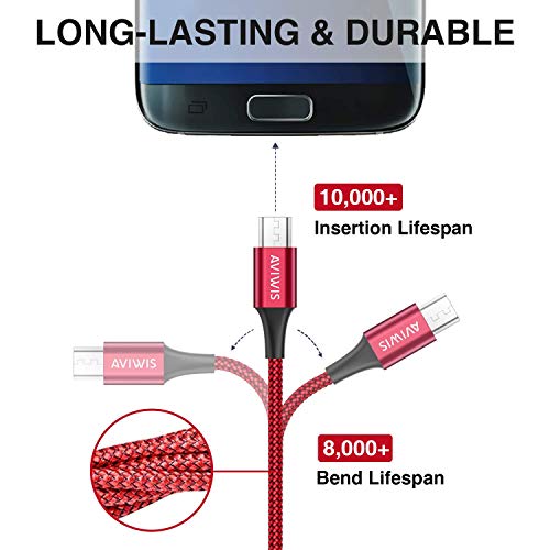 AVIWIS Cable Micro USB, [4Pack 0.3m 1m 2m 3m] Micro USB Cable Carga Rápida Trenzado de Nylon per Android Redmi Note 5/6, Kindle, Nexus