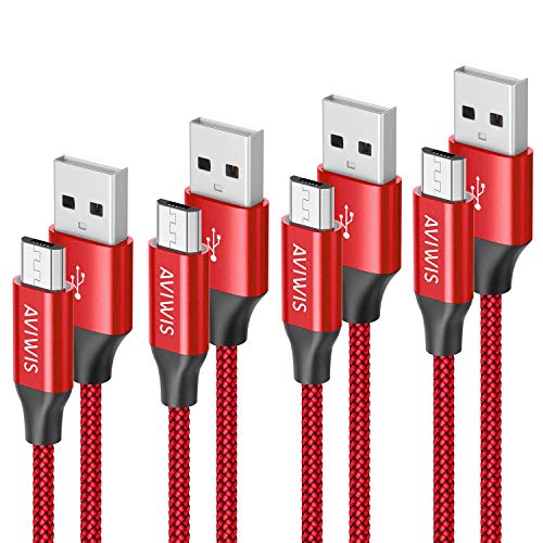 AVIWIS Cable Micro USB, [4Pack 0.3m 1m 2m 3m] Micro USB Cable Carga Rápida Trenzado de Nylon per Android Redmi Note 5/6, Kindle, Nexus