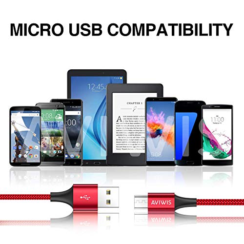 AVIWIS Cable Micro USB, [4Pack 0.3m 1m 2m 3m] Micro USB Cable Carga Rápida Trenzado de Nylon per Android Redmi Note 5/6, Kindle, Nexus
