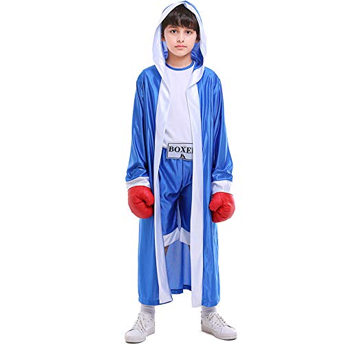 Avsvcb Cosplay Navidad Ropa Deportiva para niños Traje de Combate de Boxeo para niños Regalo de Novedad de Halloween Boxeador Rojo y Azul