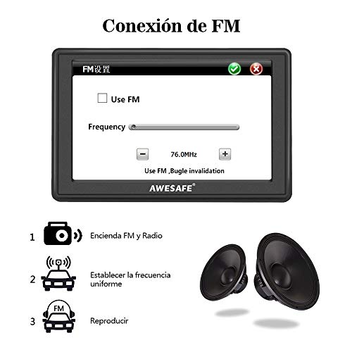 AWESAFE GPS para Coches con 5 Pulgadas Pantalla LCD, Navegador GPS para Coche y Camión con Actualizaciones de Mapas para Toda la Vida