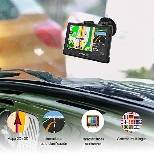 AWESAFE GPS para Coches con 5 Pulgadas Pantalla LCD, Navegador GPS para Coche y Camión con Actualizaciones de Mapas para Toda la Vida