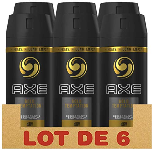 AXE Déodorant Homme Spray Gold Temptation Frais 48h (Lot de 6x150ml)