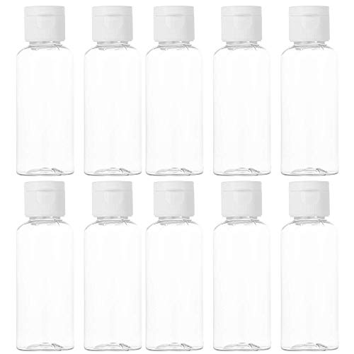 AYEN 10 Piezas de Botellas de plástico vacías Recargables Transparentes con Tapas abatibles Tamaño de Viaje Libre de BPA Recipiente para artículos de baño Jabón Champú Loción bronceadora Líquido 2