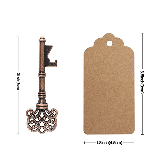 AYTAI Pack de 50 regalos para bodas, diseño de llave Skeleton con función abrebotellas, con tarjeta, para decoración (corona: 7,6 cm)