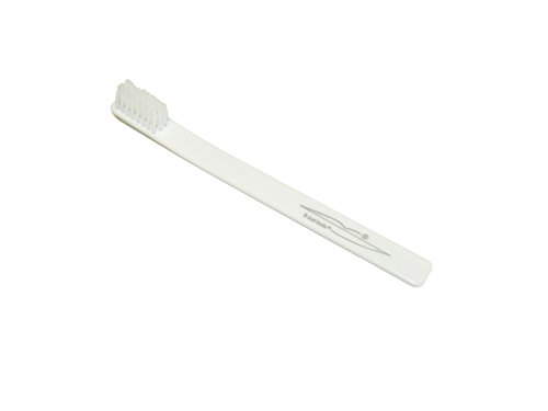 B and Smile® Cepillo de dientes desechable – para gabinete Dental y viajes – blanco lacado con Logo En Plata B and Smile®