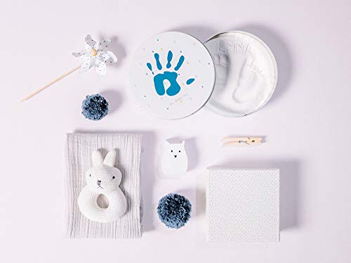 Baby Art Magic Box Ronda Set de decoración de huellas de bebé en arcilla blanca, Regalos para bebés y recién nacidos, Recuerdo memorable de huellas de mano y pie, essentials