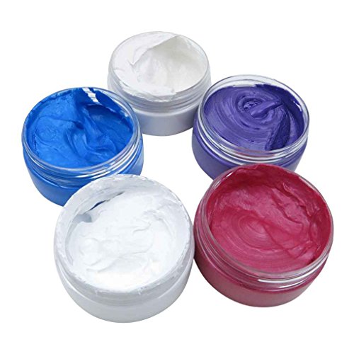 Babysbreath17 5 colores colorido Estilismo tinte de una sola vez de moldeo instantánea Pega temporal de barro mantequilla de cera para el maquillaje del pelo azul