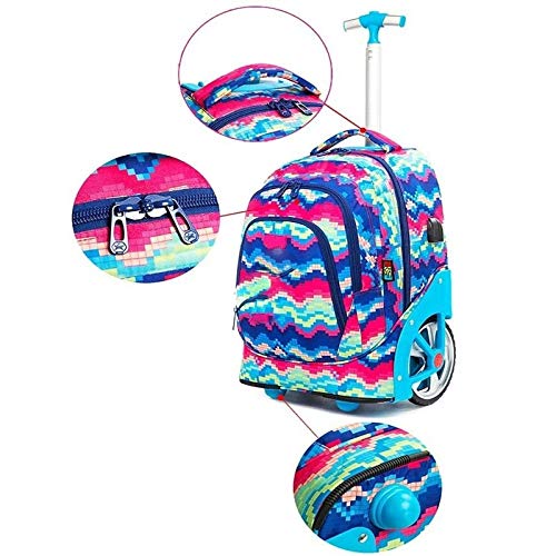 Backpack Bolso de la Carretilla Estudiante, al Subir Las escaleras Grandes Ruedas, Hombros Masculinos y Femeninos Recargables, Maleta Grande Capacidad (Color : D)