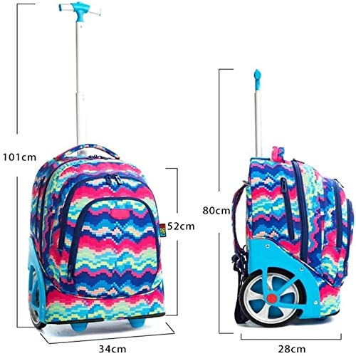 Backpack Bolso de la Carretilla Estudiante, al Subir Las escaleras Grandes Ruedas, Hombros Masculinos y Femeninos Recargables, Maleta Grande Capacidad (Color : D)