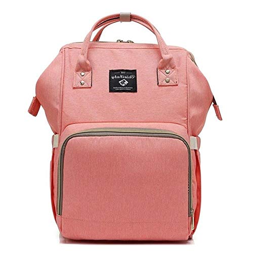 BACKPPBolsa de momia botella de leche en polvo luz bolsa de madre fuera de un solo hombro bolsa de libro verde bolso de hombro @ polvo naranja punteado rosa