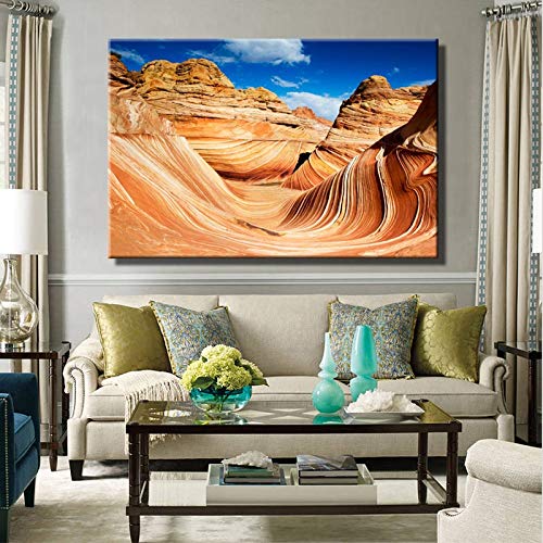 BailongXiao Arte de la Pared Paisaje Moderno Valle Ola imágenes de Pared para la decoración del hogar de la Sala de Estar,Pintura sin Marco,60x90cm