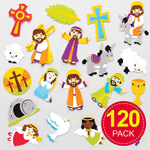 Baker Ross Pegatinas de Espuma Semana Santa (Pack de 120) para manualidades navideñas infantiles