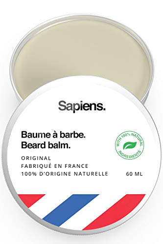 Bálsamo para barba de Sapiens • Made in France • Ingredientes de origen 100% natural • 60ml • Cera para barba y bigote • Nutrición, estructuración, hidratación • Aroma cedro y cítrico • Cuidado barba