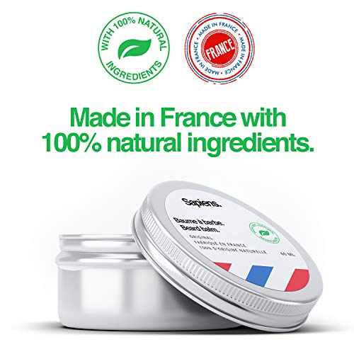 Bálsamo para barba de Sapiens • Made in France • Ingredientes de origen 100% natural • 60ml • Cera para barba y bigote • Nutrición, estructuración, hidratación • Aroma cedro y cítrico • Cuidado barba