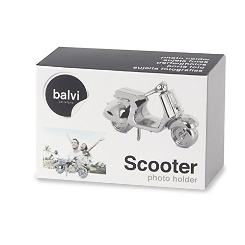 Balvi Sujeta Fotos Scooter Color Plata Portaretratros Originales Marco para Fotos magnetico Zinc 3,5x6x2 cm