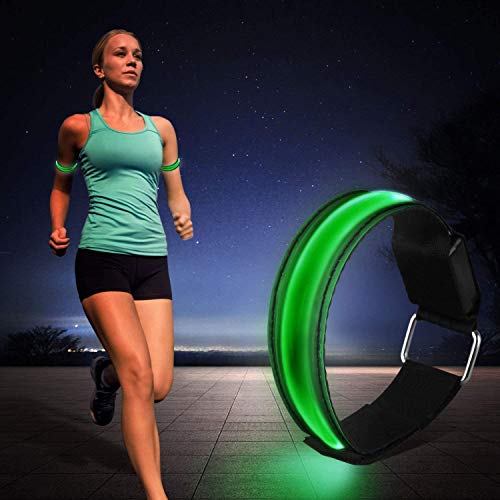 Banda Reflectante 4 Pieza Brazalete LED Running, Alta Visibilidad y Ajustable Brazalete Reflectante, Banda de bofetada de Seguridad Brazalete luz para Correr, Practicar Senderismo o Ciclismo